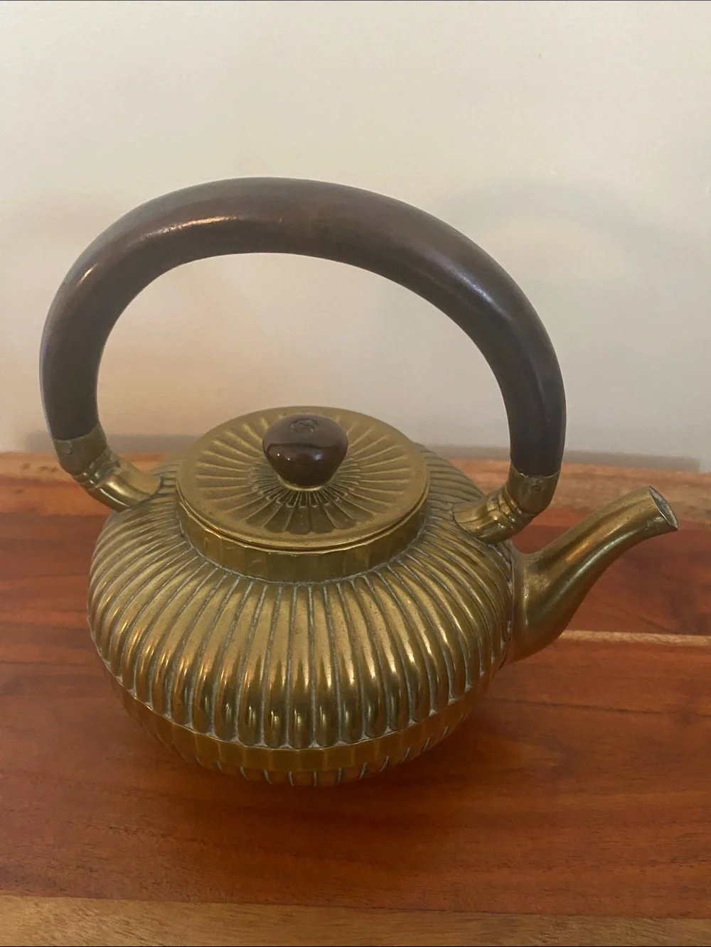 Gorham American Renaissance Japanesque Brass Tea Kettle.